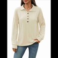 thumbnail image 1 of Blusas Holgadas de Larga con Botones y Solapa de Color Liso para Mujer, Otoño e Invierno Albaricoque XL, 1 of 9