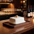 thumbnail image 6 of Ceramic Butter Dish with Lid, Covered Porcelain Food Container with Wooden Knob, Countertop Keeper for Butter Cheese Sauces Leftovers and Serving, 6 of 6