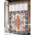 thumbnail image 4 of Orange Blue Ethnic No Hook Shower Curtain Waterproof, Bathroom Curtains with Snap in Liners and See Through Top Window, Boho Vintage Geometric Art Hotel Style Bathtub Curtains Shower 48"Wx72"L, 4 of 8
