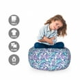thumbnail image 2 of East Storage Toy Bag Chair, Retro Flower Branches Lotus Peony Lily Bouquets Meadow Far Eastern Blossoms, Stuffed Animal Organizer Washable Bag, Small Size, Turquoise and Lilac, by Ambesonne, 2 of 3