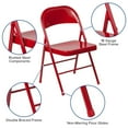 thumbnail image 2 of HERCULES Series Double Braced Red Metal Folding Chair, 2 of 9