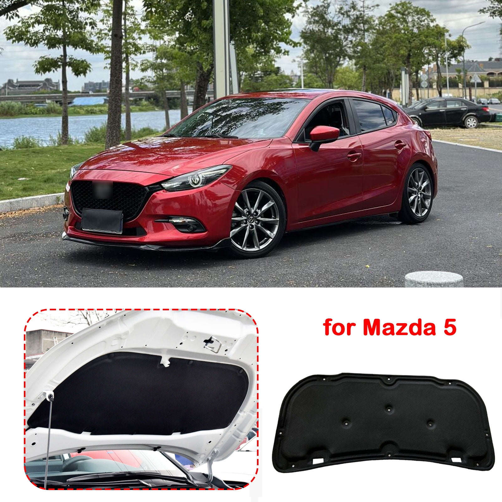 For Mazda 5 Car Hood Cover Sound Insulation Cotton, Front Trunk Lid Heat Insulation Mat Car Interior Accessories-C