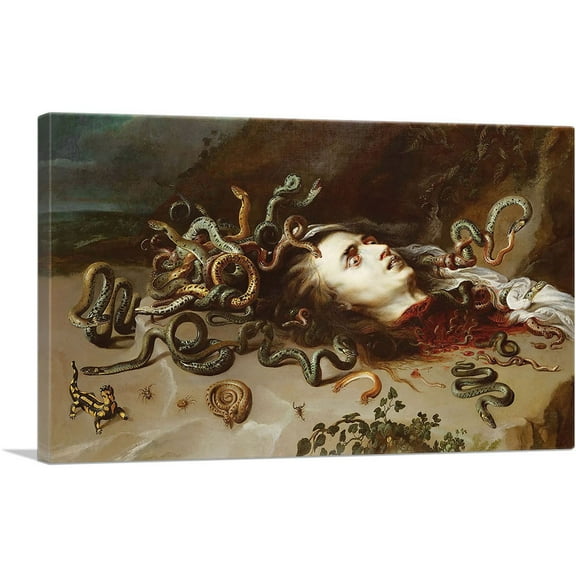 ARTCANVAS Head of Medusa 1618 Canvas Art Print by Peter Paul Rubens - Size: 26" x 18" (0.75" Deep)