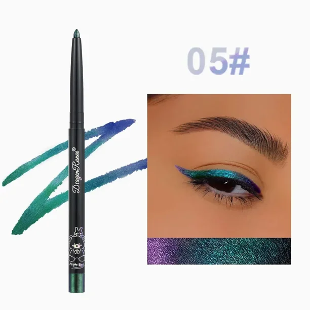 Lápiz delineador de ojos metálico con purpurina, resistente al agua, cromado brillante, color verde perla, dorado y morado, herramienta de maquillaje