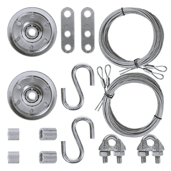 Granatan Garage Door Cable and Pulley Replacement Kit, 2 Pairs Galvanized Aircraft, Heavy Duty Pulley
