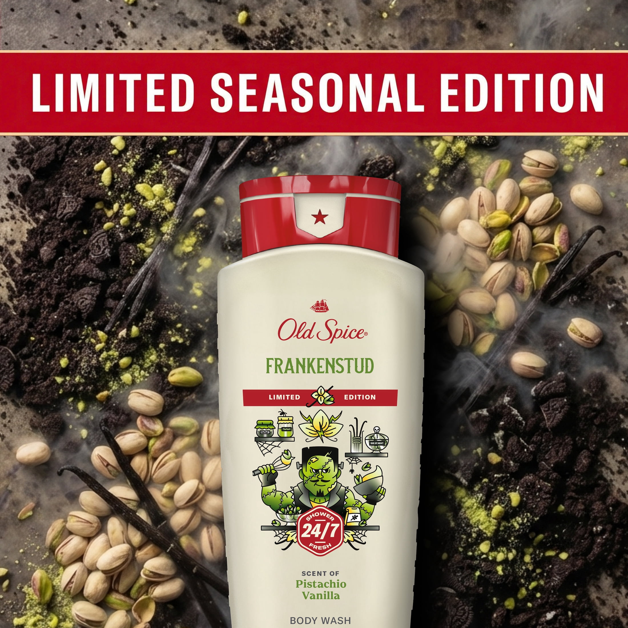 Old Spice Men's Body Wash, Frankenstud, Long Lasting, Cleanse & Refresh, Scent of Iced Cranberry, 16 fl oz