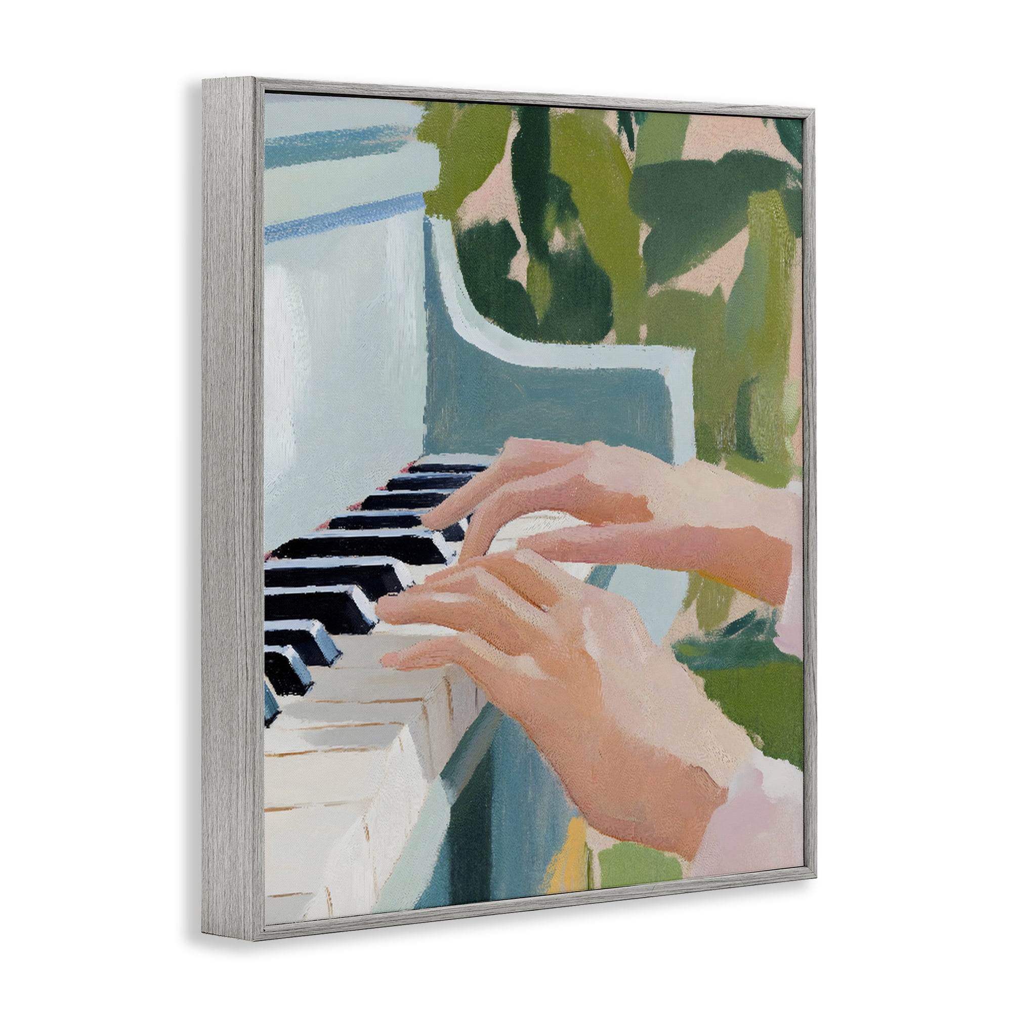 Stupell Industries Piano Hands in Sunlit Space Gray Framed Giclee Art, design by The Prints Vibe
