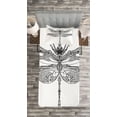 thumbnail image 3 of Ambesonne Dragonfly Quilted Bedspread Set 2 Pcs, Baroque Ornamental, Twin Size, Black White, 3 of 3