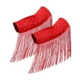 thumbnail image 2 of Segolike 1 Pair Latin Dance Arm Sleeves Competitions Shiny Comfortable Tassel Arm Sleeves Red, 2 of 7
