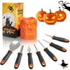 Ottoy Pumpkin Carving Kit 7 Packs Carving Tools Set, Pumpkin Carving Set Jack-O-Lantern Sculpting Set with Heavy Duty Stainless Steel Durable Handle, Halloween Decoration Set with Storage Skull Cup