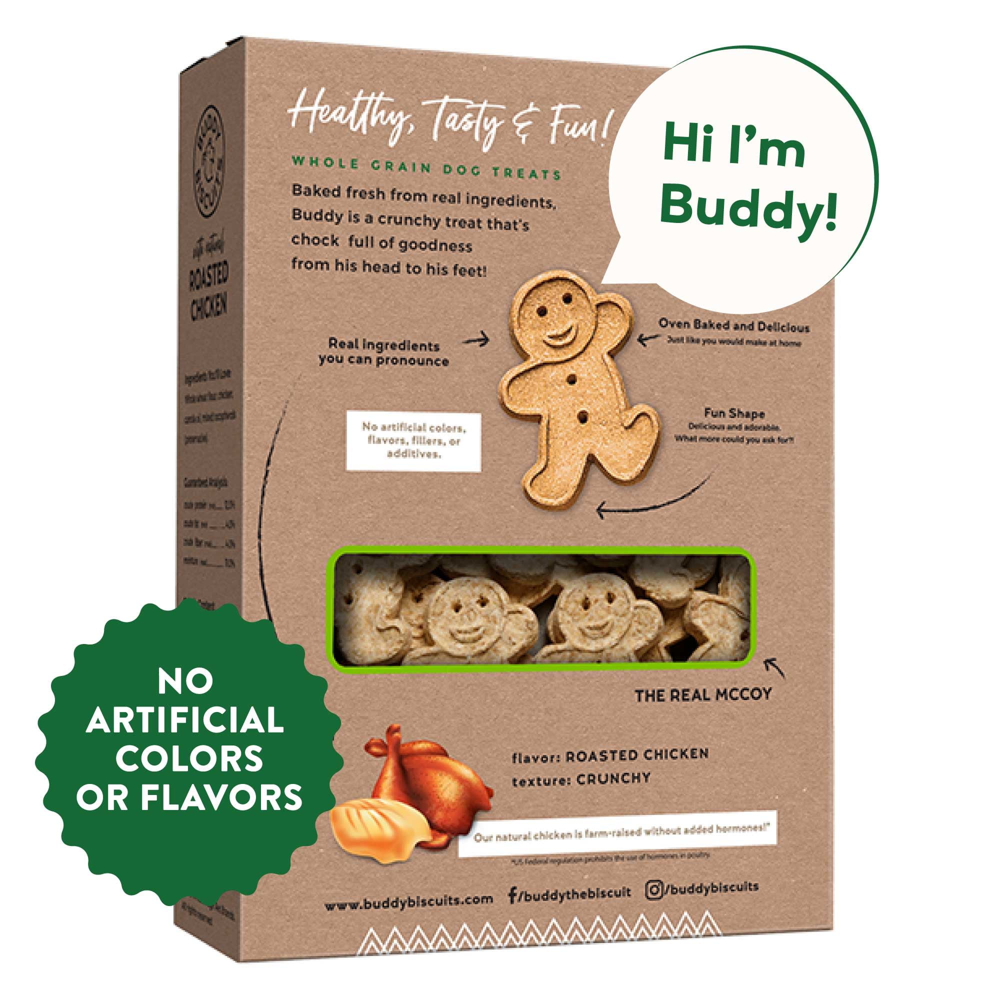 Buddy Biscuits 16 oz. Box of Whole Grain Crunchy Dog Treats Made with Natural Roasted Chicken