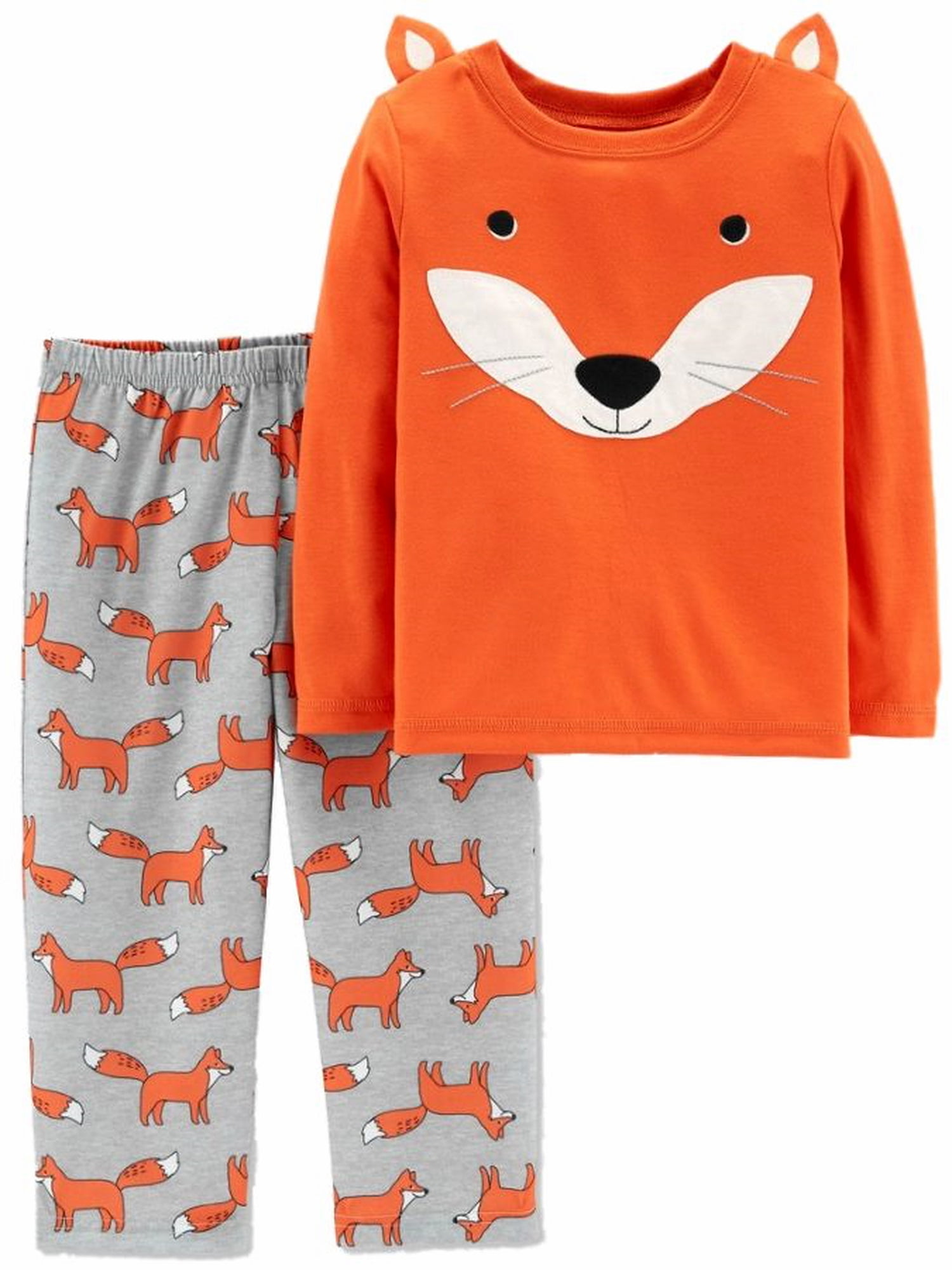 Carter's Carters Infant & Toddler Boys Orange Fox Print Winter 2 Piece Pajama PJ Set 18M