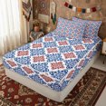 thumbnail image 2 of Erosebridal Vintage Damask Floral Zipper Queen Comforter Set with Fitted Sheet and 2 Pillowcases for Women Men, Blue Red Abstract Mosaic Zipper Bedding Set, Navy Reversible, 4-Piece, 2 of 7
