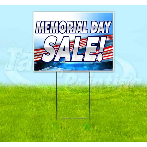 Memorial Day Sale (18" x 24") Yard Sign, Includes Metal Step Stake