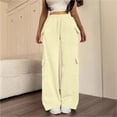thumbnail image 2 of akafmk Womens Cargo Sweatpants Fall Wide Leg Sweatpants Elastic Waist Drawstring Winter Workout Hiking Stretch Casual Sweatpants, Size S, 2 of 7