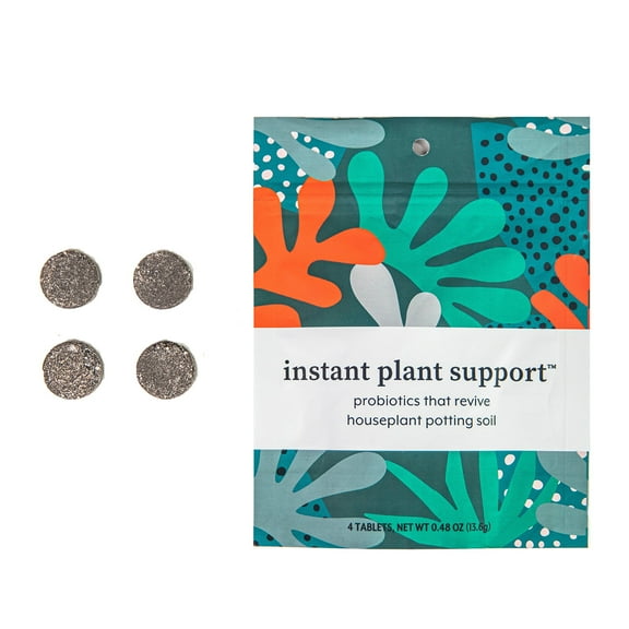 Instant Plant Support (4 Tablets) | Self Dissolving Tablet ProBiotics for Houseplants | No Odor - No Dust - No Mess | Revive Houseplant and Indoor Potting Soil