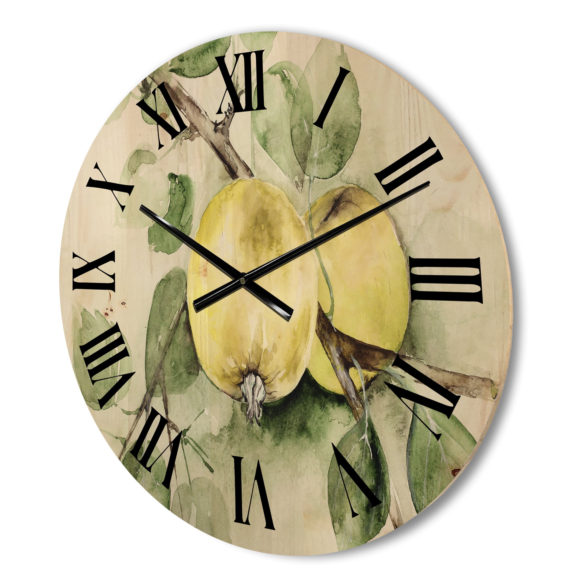 Designart 'Ancient Green Appels' Farmhouse Wood Wall Clock