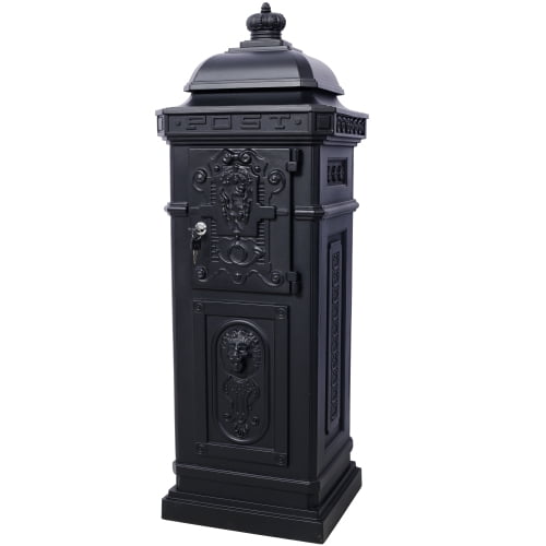 Mailboxs Mailboxes Residential The Court Large-Capacity Letter Box, Garden Floor Safety Mailbox, Outdoor Rainproof Postbox Statue ,black