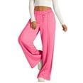 thumbnail image 2 of Women's Oversized Wide Leg Sweatpants - Elastic Drawstring Low Waist - Lightweight Casual Pants with Pockets, 2 of 8