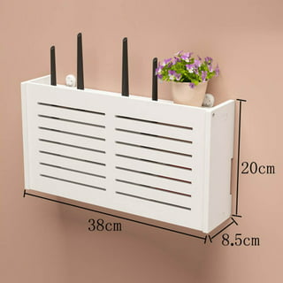 Router Storage Box WiFi Wireless Router Storage Box Wall Mounted TV Set Top  Box TV Lower Row Socket Occlusion Box Simple Installation (Color : White