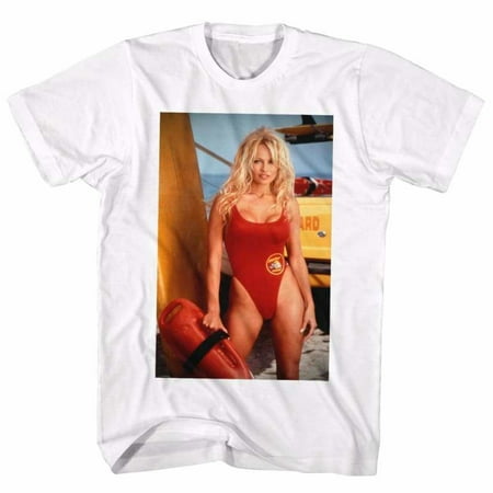 Baywatch 90s Beach Drama Series Pamela Anderson Adult T-Shirt Tee White
