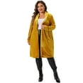 thumbnail image 3 of DARING DIVA Women's Plus Velvet Jackets Open Front Lightweight Long Sweaters 1X Gold, 3 of 6