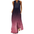 thumbnail image 1 of B91xZ Robes Femmes 2024 Mode Manches Bouffantes Robe à Volants Été Hiver Tenue de Plage, Violet XXXXL, 1 of 4