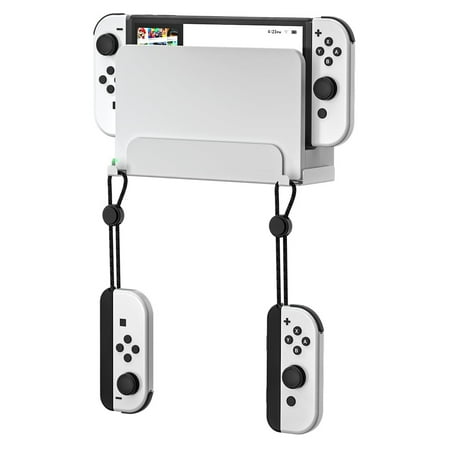 Wall Mount for Nintendo Switch and Switch OLED, Metal Wall Mount Kit Shelf Stand Accessories with Joycons Hanger, Safely Store Console Behind or Near TV-White