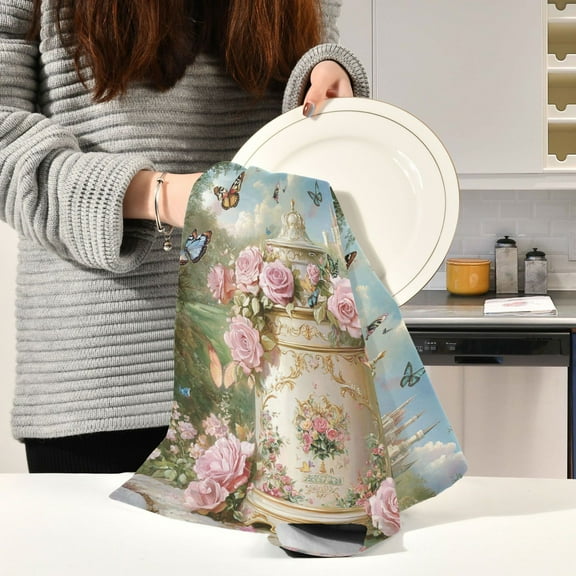 BZSMCE Kitchen Towels Creative White Postbox Painting Pattern Durable Kitchen Towel