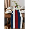 thumbnail image 2 of Red Navy Blue Stripe Table Runner Retro Farmhouse Stripedvintage Tablerunners 14 x 72 Inch, Table Decorations Tabletop Scarf for Summer Gathering Holiday Farmhouse Kitchen Dining Decor, 2 of 6