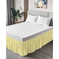 thumbnail image 4 of Yellow White Plaid Wrap Around Bed Skirts for Queen Bed 16" Drop,Bed Skirt with Adjustable Elastic Belt Dust Ruffle Bed Valance for Bedroom Hotel Modern Retro Geometric Checkered Bed Frame Cover, 4 of 7
