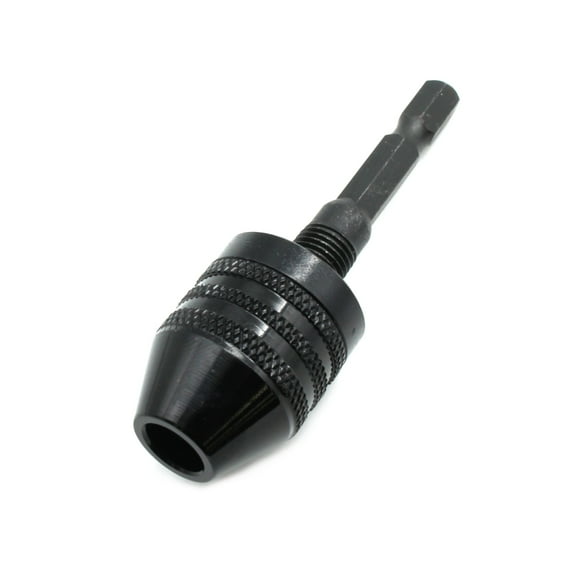 TMAX Black 1/4 Inch Hex Shank Keyless Chuck Adapter To Hold 1/32 to 1/4 Inch (0.5mm to 6.5mm) Conventional or Microsize Drill Bit