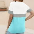 thumbnail image 4 of Women's Short Sleeve Shirts Summer Color Block Crew Neck Basic Tee Casual Loose Fit Soft Comfy Clothes (3XL, Light Blue), 4 of 7