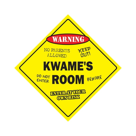 Kwame's Room Sign Crossing Zone Xing | Indoor/Outdoor | 12" Tall kids bedroom decor door children's name boy girl