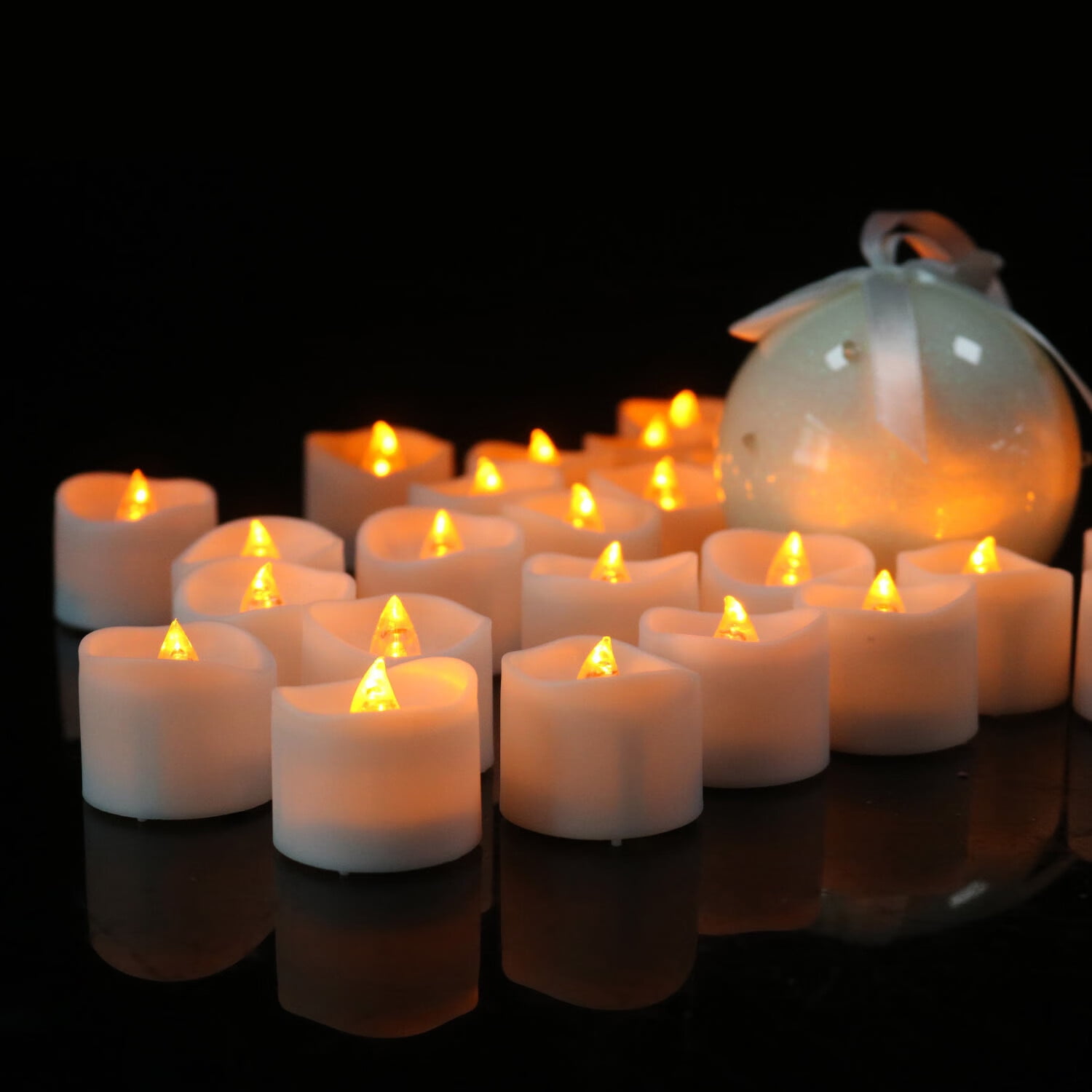 12 Pack Flameless Wishing Tea Light Candle Flashing Twinkling Tea Waxes