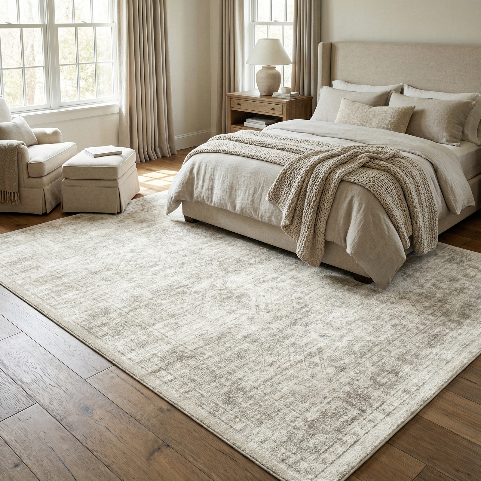 Pentantan 8'x10' Area Rugs, Machine Washable Vintage Boho Rug for Living Room, Moroccan Soft Indoor Carpet for Bedroom, Dining Room, Office, Beige