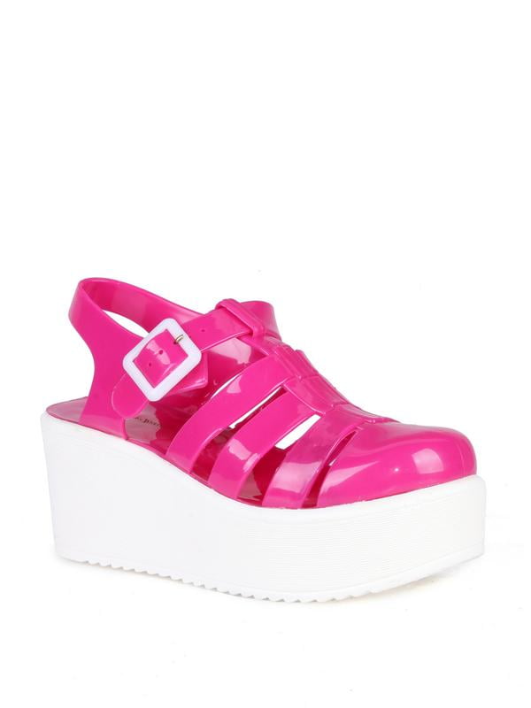 Nature Breeze - Nature Breeze caged Jelly Platform Women's Sandals in Fuchsia - Walmart.com 