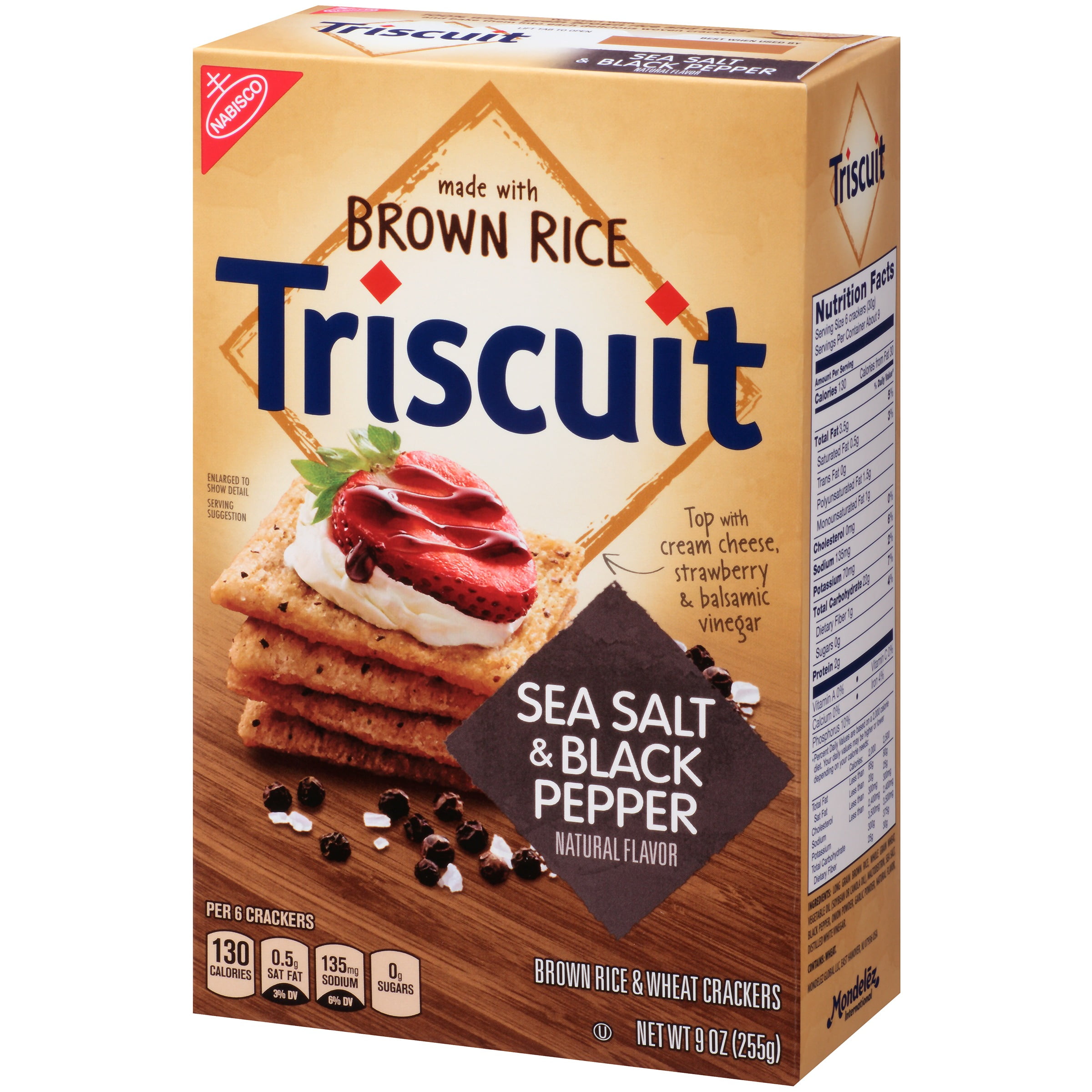 Nabisco Triscuit Brown Rice Sea Salt & Black Pepper Crackers, 9 Oz.