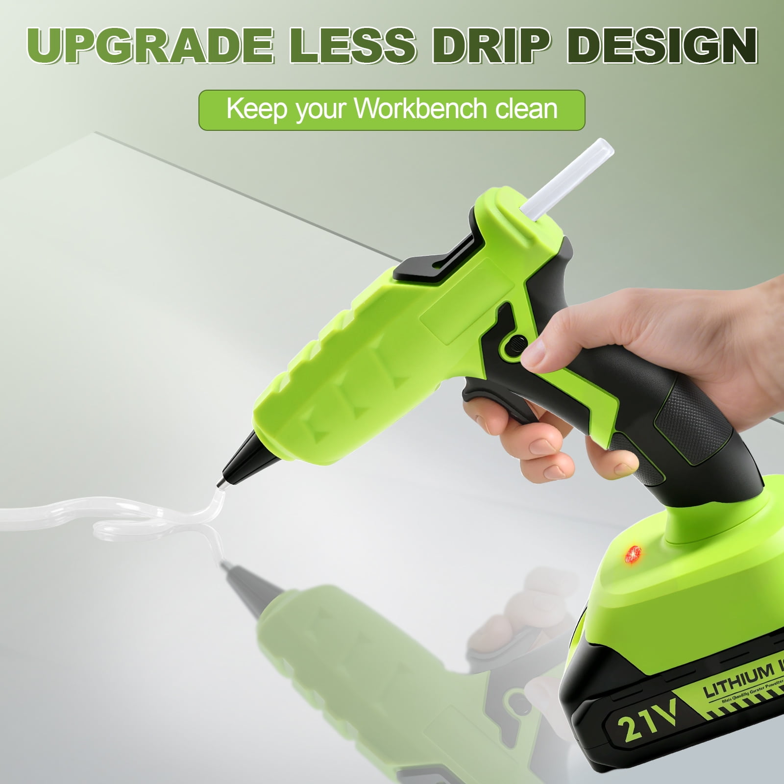 Cordless Hot Glue Gun with 2.0Ah Battery Charger and 30 Pcs Full Size Glue Sticks 100W Power Melt Glue Gun for DIY Festival Decor and Gifts