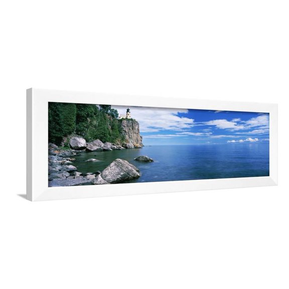 Lighthouse on a cliff, Split Rock Lighthouse, Lake Superior, Minnesota, USA, Scenic Framed Art Print Wall Art Sold by Art.Com