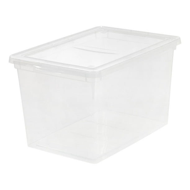 IRIS USA Extra Large Hard Plastic Stackable Closet Clear Storage Bin, 6  Pack 