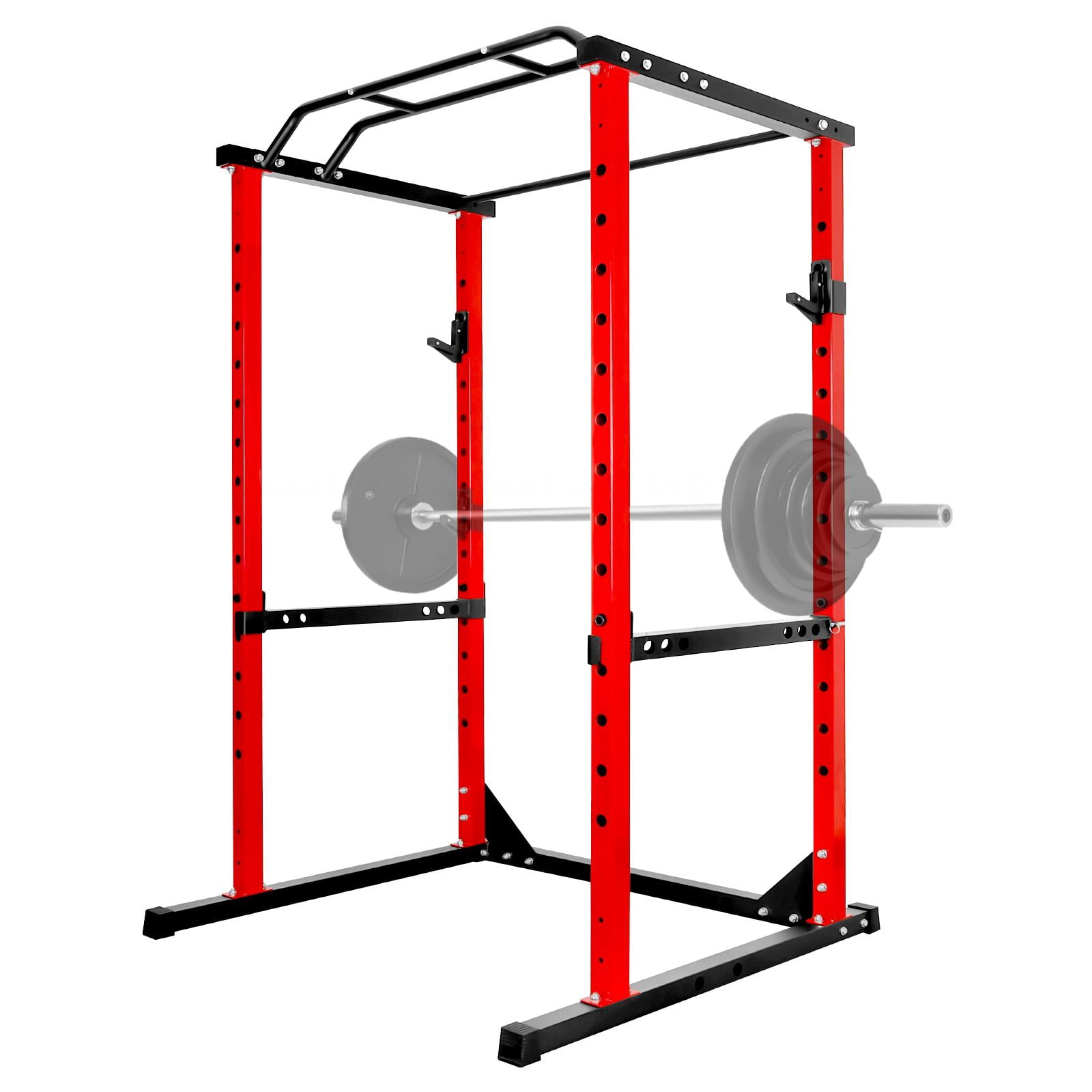 Space Saving Design Multi-Functional Power Rack,Red Power Cage With 44 In Width,2 In 1 Squat Rack And Pull Up Bar,Red Squat Stand For Garage Or Apartment,Red