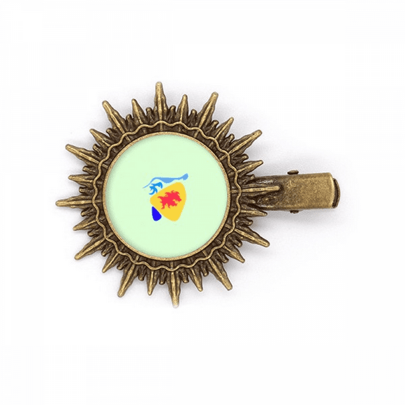 Stick Figure Lion Icon Art Deco Fashion Hairpin Sun Headwear Retro Metal Clips Pin