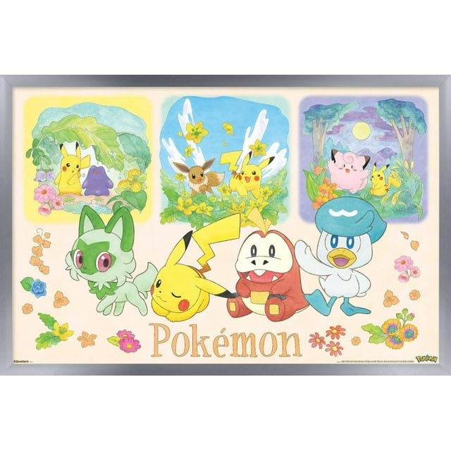 Pokémon: One Scene - Group Wall Poster, 14.725" x 22.375" Framed