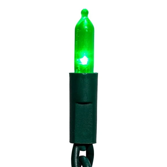KSA 50-Count Green LED Mini Christmas Lights, 25 ft Green Wire