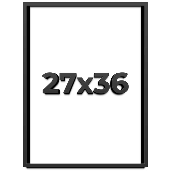 27x36 Shadow Box Frame Black | 1 inches Deep Real Wood Contemporary Shadowbox Display Frame | UV