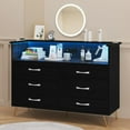 thumbnail image 2 of Dresser for Bedroom with LED Lights – 6 Drawer Dressers with Charging Station, Wood Storage Chest for Entryway, Closet, Living Room, Hallway – Sturdy Steel Frame, Wooden Top, Easy Pull Handles, 2 of 9