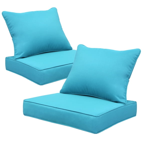 FKS LIFE Outdoor Patio Chair Cushions Set 24"x24"x4" Waterproof Fade Resistant Deep Seat for Chairs and Sofas(2 Set)