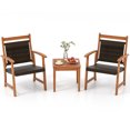 thumbnail image 2 of Costway 3PCS Patio Rattan Bistro Set Acacia Wood Frame Armrest Chairs Garden, 2 of 8