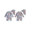 thumbnail image 2 of BemeyourBBs Toddler Baby Girl Boy Swimsuit with Sun Hat Infant Bathing Suit Coral Dinosaur Pawpaw Swim Ring Printed Long Sleeve Half Zipper Rash Guard Swimwear Summer Beachwear, 2 of 9